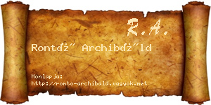 Rontó Archibáld névjegykártya